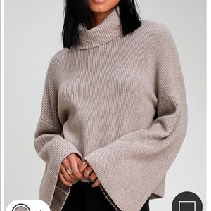 Lulus Fireside Chats Taupe Knit Turtleneck Sweater